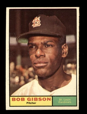 1961 Topps #211 - Bob Gibson (HOF) EX BONITA TARJETA CERA EN EL FRENTE Foto 1 de 2