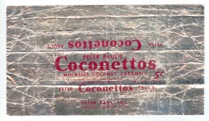 c1940s Peter Paul's Coconettos 5c candy bar wrapper - 1-1/2 oz - Puerto Rico - Picture 1 of 2