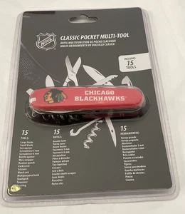 NHL Chicago Blackhawks Classic Pocket Multi-Tool 15 Funzioni Utensili SIGILLATO Nuovo - Foto 1 di 4