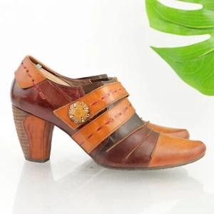 Spring Step Womens Wondrous Boot Size 40 9 Tan Brown Leather Block Heel  Booties - Picture 1 of 12