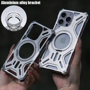 For iPhone 16 Pro Max 15 14 13 Shockproof Aluminium Alloy Phone Case Stand Cover - Picture 1 of 20