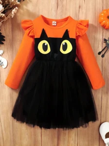 Halloween Girls Owl Dress, Halloween Dress, Toddlers Clothes, Kids Size 3-4yr - Picture 1 of 6