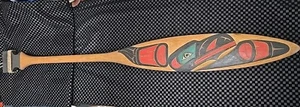 Northwest Coast Tlingit Native Inspired Paddle,"T" Handle Hand Painted Indonesia - Picture 1 of 9