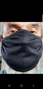 50 máscara facial negra de poliéster suave de doble capa reutilizable y lavable unisex - Imagen 1 de 4