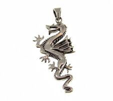 Solid 925 Sterling Silver Chinese Dragon Pendant Long/Lung Mythological Folklore