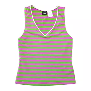 Vintage Y2K Mossimo V-Neck Striped Tank Top Size M Colorful Pink Green Stretchy - Picture 1 of 9