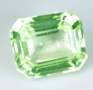7.40 Ct Natural Green Peridot Emerald Shape VVS Pak Gemstone AGL Certified - Picture 1 of 6