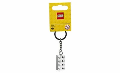 LEGO 851406 Iconic Metalized Silver 2x4 Stud Keychain/Keyring - Brand New - Imagem 1 de 2