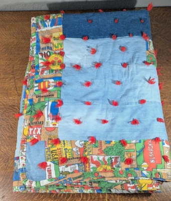 Vintage Handmade Quilt Patchwork Grandma Quilt Cottage Core Farmhouse Blanket - Image 1 of 4