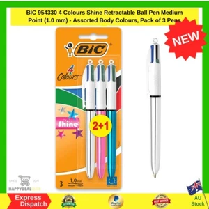 BIC 4 Colours Shine Retractable Ball Pen Medium Point (1.0 mm) - Assorted 3 pens - Picture 1 of 7