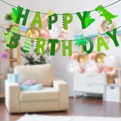 LANFLY Happy Birthday Banner Dinosaur Birthday Decorations Dino Birthday Supplies