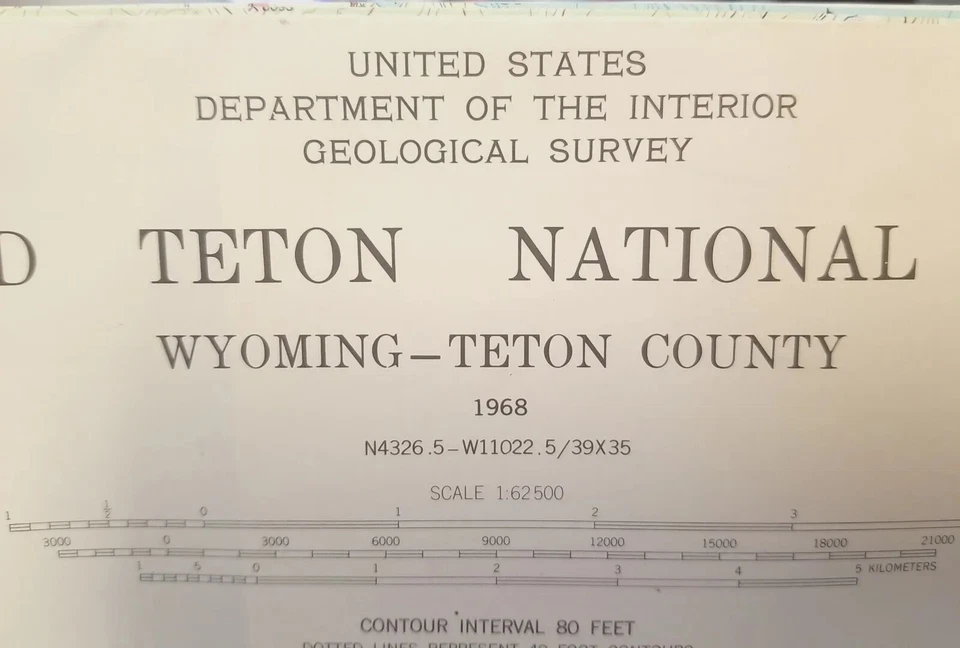 Mapa Grand Teton 1968 raro como nuevo Parque Nacional Geolol Survey Teton ninguno comparable Foto 1 de 4