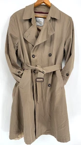 VTG Christian Dior Connaisseur Beige Khaki Wool Lined Belted Trench Coat Sz 42 R - Picture 1 of 23