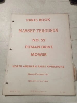 Vintage 1961 Massey Ferguson No.52  Pitman  Drive Mower Parts Book - Image 1 of 4