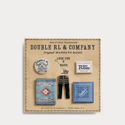 RRL Ralph Lauren Logo PIN 4-Piece Set Denim Blue Jeans Collectible - Image 1 of 4