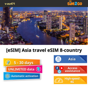 [eSIM] Singapore Asia Travel eSIM 5 to 30 day Highspeed 4G Data 8 Country Plan