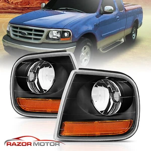 Par de luces de señal de esquina negras Ford F150 F250 Expedition 1997-2003 2/3/4 puertas - Imagen 1 de 6