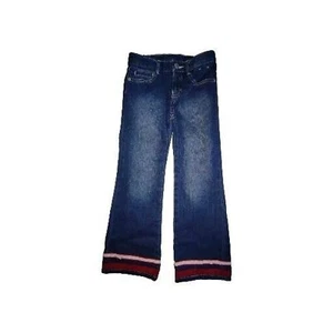 EUC Sz 6 Girls Gymboree Denim Jeans W/Stripes & Bows Adjustable Waist - Picture 1 of 5