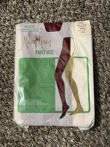 Vtg Panty Hose Mary Grey Nude Sheer Opaque Burgundy Sz Medium NOS - Picture 1 of 9