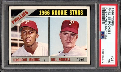 1966 Topps #254 Fergie Jenkins Rookie PSA 3 Vintage Baseball Card (4397) - Image 1 of 2