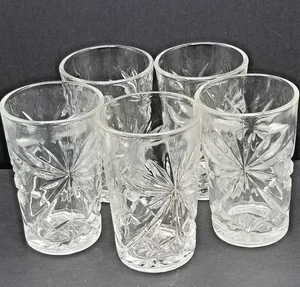 Vintage EAPG MCM Set di 5 Bicchieri Succo Ancoraggio Gancio 4" *Modello Stella di David - Foto 1 di 5