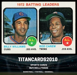 Billy Williams Rod Carew 1972 Topps 1972 Leading Batters Chicago Cubs #61 - Picture 1 of 2