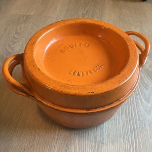 Cousances Doufeu Le Creuset # 26 Cast Iron Orange Enamel Dutch Oven Vintage RARE - Picture 1 of 14