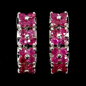 925 Sterling Silver Earrings Round Ruby 2mm Natural Gemstone Jewelry - Picture 1 of 13