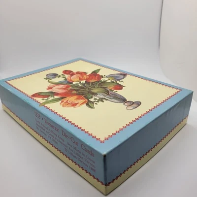 Tarjetas románticas florales troqueladas Lillian Vernon 1988 de colección en blanco en la parte posterior caja original Foto 1 de 4