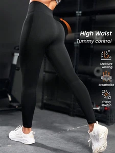 High Waist Leggings for Women Tummy Control-Soft Workout Yoga Pants Black Large - Picture 1 of 8