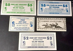 Garden State Park Racetrack Betting & Food Vouchers 1980's & 90's - Picture 1 of 3