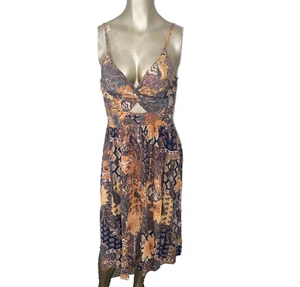 Angie Knot Front Boho Maxi Dress Colorful Southwest Cowboy Strappy Festival - Picture 1 of 6