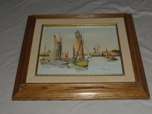 PINTURA AL ÓLEO ORIGINAL ENMARCADA PAISAJE MARINO FIRMADA POR R. SMITH VELEROS BELLAS ARTES - Imagen 1 de 4