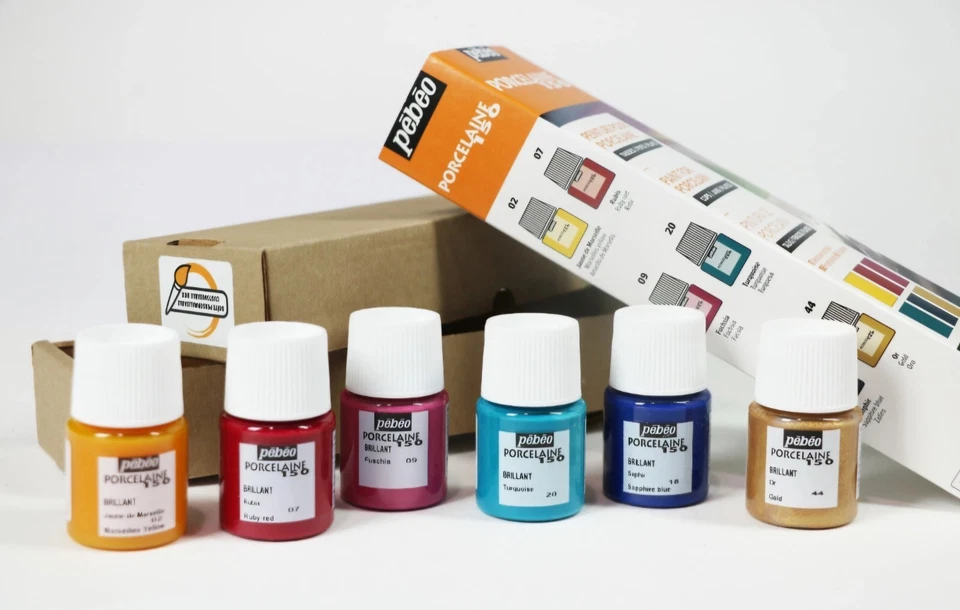 Pebeo Porcelaine 150 Initiation Set 6 x 20ml Gloss Ceramic Paint Painting China - image 1 of 1