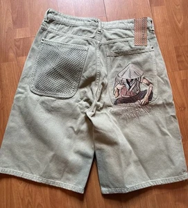 Pantalones cortos / pantalones cortos de mezclilla lavados bordados Derschutze 'Lotus' - Imagen 1 de 22
