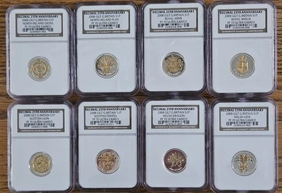2008 Great Britain 14 Coin Silver Gilt £1 25th Ann. Proof Set ALL NGC PF70 - Image 1 of 4
