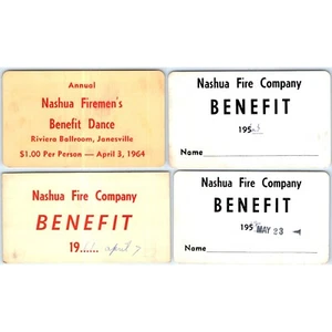 X4 LOTE 1960 Janesville Iowa Nashua Bombero Beneficio Baile Tarjeta Fuego C32 - Imagen 1 de 9