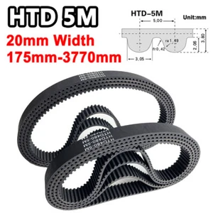 HTD 5M Timing Belt 5mm Pitch 20mm Width Closed Loop Synchronous Belt 175-3770mm - Picture 1 of 23