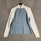 Ralph Lauren Jeans Sweater Mens Small Gray/Ivory Colorblock 1/4 Zip Pullover VTG
