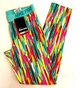 Nike Pro Girls Youth Training Legging Pants Hyperwarm Size XL Dri-Fit Pink,Blue - Picture 1 of 2