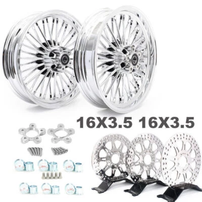 16x3.5 Upgraded Fat Spoke Wheels Rotors for Harley Touring Electra Glide 00-07 Foto 1 de 4