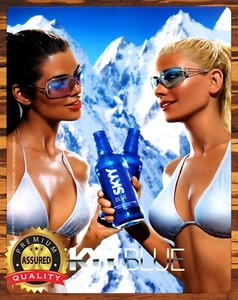 SKYY Blue Vodka - Snow Covered Mountains - Metal Sign 11 x 14 - Picture 1 of 4