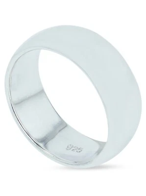 SILVER ROCK JEWELLERY MENS Sterling Silver Band Polished Ring 8MM Wide Sizes G-Z 20 Different Sizes