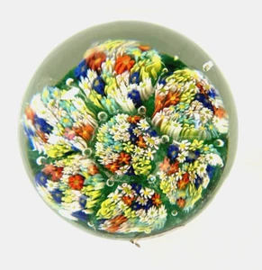 Vintage Murano Italy Millefiori Multicolor Floral Bubble Paperweight Label - Picture 1 of 10