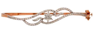 2.13ct Natural Round Diamond 14k BIS Hallmarked Rose Gold Bangle Bracelet - Picture 1 of 4