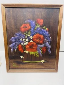 Still Life Flower Painting Signed Joan Rebmann - Acrylic? on Panel 16"x20" - Picture 1 of 2