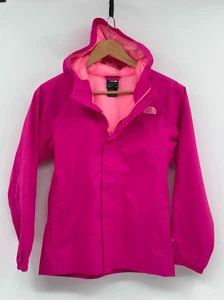 The North Face Fleece Jacket Girls Large 14-16 Hood Rain Pink Long Sleeve Hyvent - Picture 1 of 11