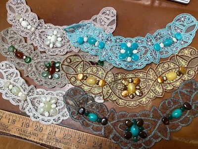 collar battenberg cuentas de algodón 2,5x10" vieira cosida a mano 1 pieza surtido Foto 1 de 4