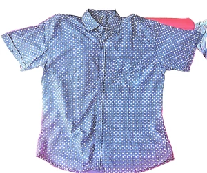 TRUE ROCK - MENS SHORT SLEEVE SHIRT - Cotton Collared Navy/White Polka Dot XXL - Picture 1 of 5
