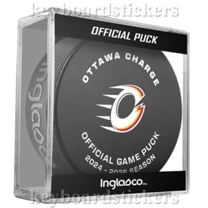 PWHL Ottawa Charge 2024-2025 Stagione Ufficiale Hockey Game Puck con Cubo -NUOVO LOGO - Foto 1 di 3